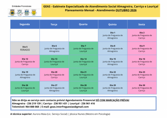 Mapa de atendimento GEAS | Outubro 2026
