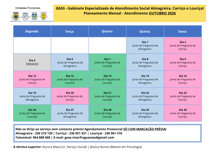 Mapa de atendimento GEAS | Outubro 2026