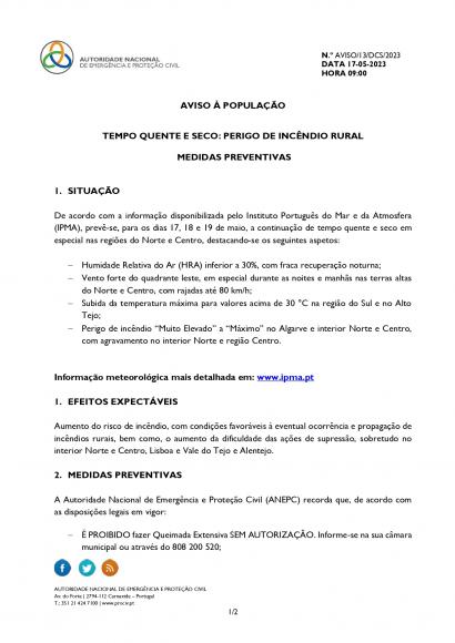 Aviso à população
